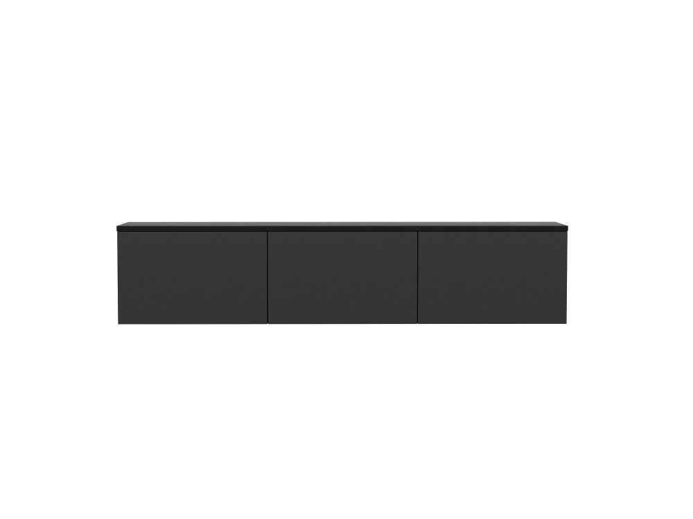 Meuble TV suspendu en bois avec éclairage LED "Neon" - 160 x 32 x 35 cm - Gris anthracite