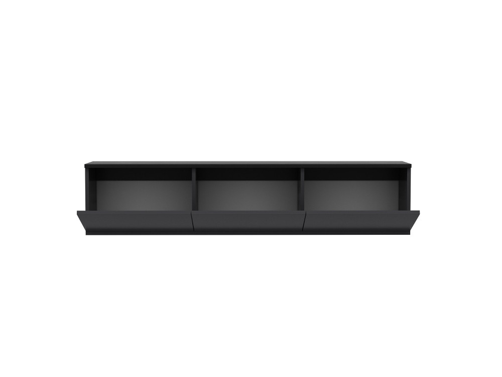 Meuble TV suspendu en bois avec éclairage LED "Neon" - 160 x 32 x 35 cm - Gris anthracite