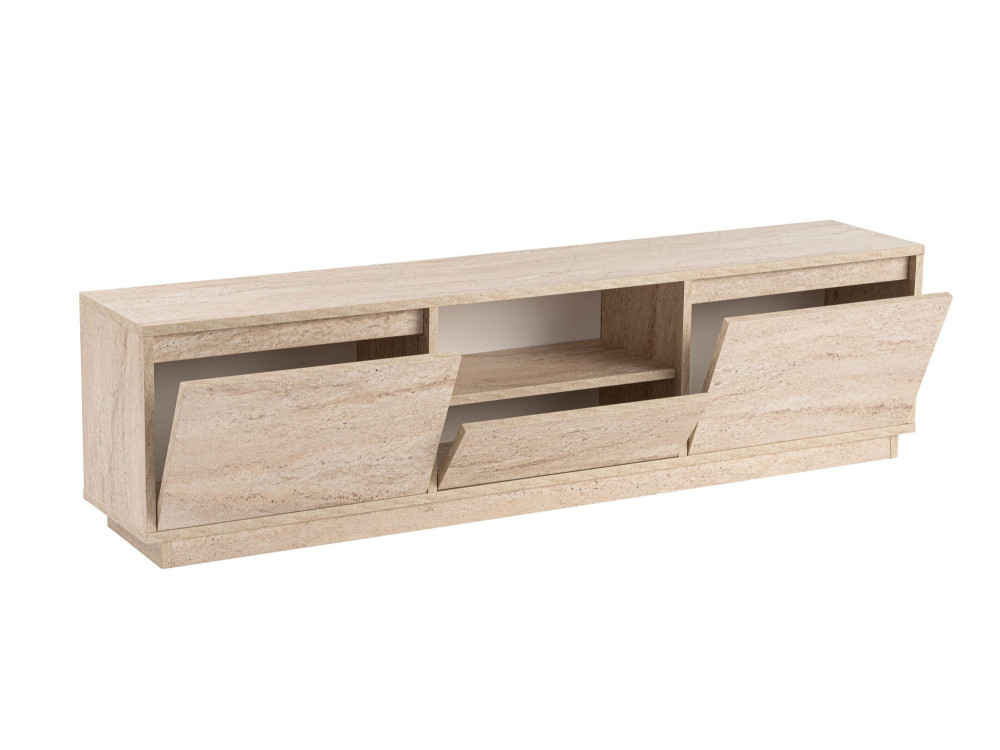 Meuble TV en bois "Vanguard" - 160 x 29 x 42 cm - Travertin
