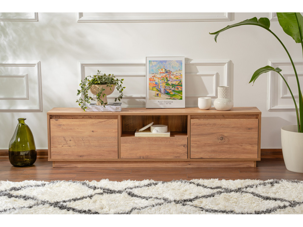 Meuble TV en bois "Vanguard" - 160 x 29 x 42 cm - Pin atlantique
