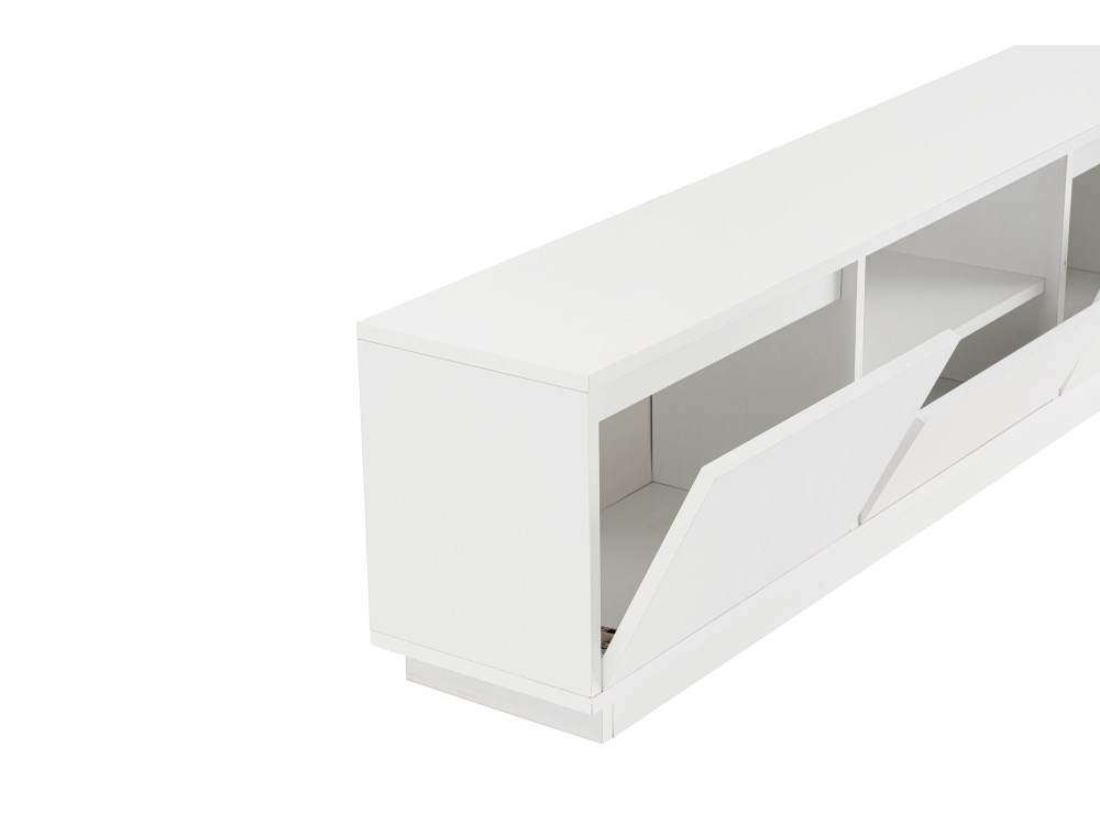 Meuble TV en bois "Vanguard" - 160 x 29 x 42 cm - Blanc naturel