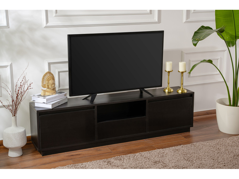 Meuble TV en bois "Vanguard" 160 x 30 x 42 cm - Bois Noir