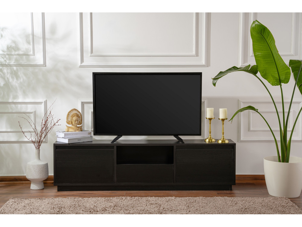 Meuble TV en bois "Vanguard" 160 x 30 x 42 cm - Bois Noir