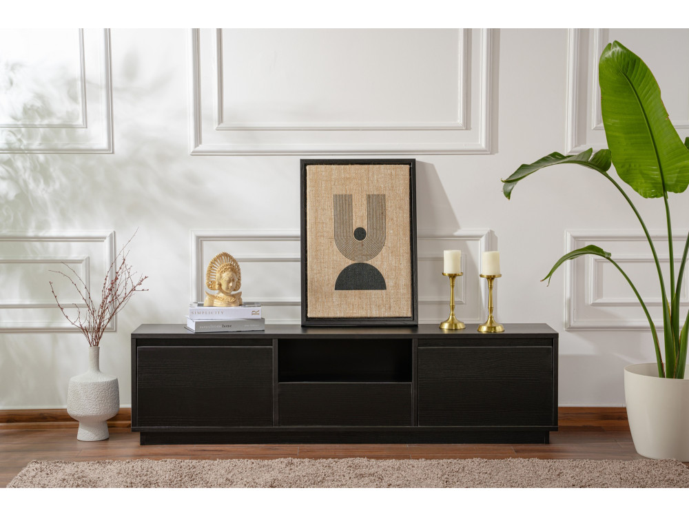 Meuble TV en bois "Vanguard" 160 x 30 x 42 cm - Bois Noir