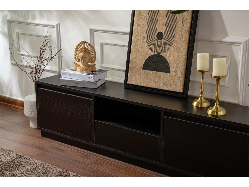 Meuble TV en bois "Vanguard" 160 x 30 x 42 cm - Bois Noir