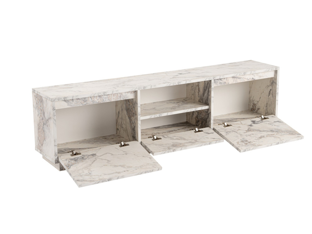 Meuble TV en bois "Vanguard" 160 x 30 x 42 cm - Marbre de Freesia