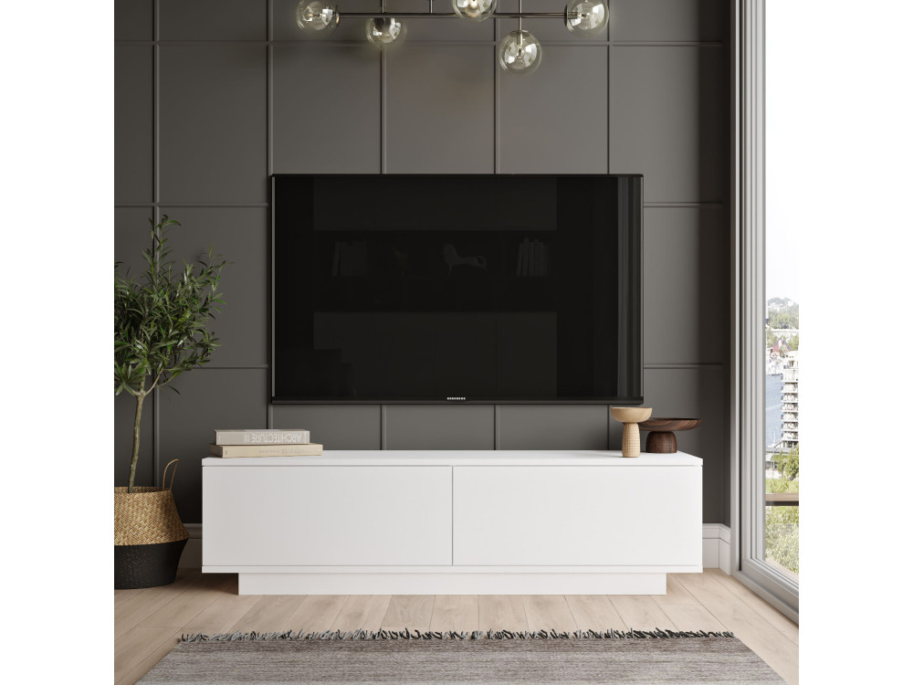 Meuble TV en bois "FN1" - 140 x 35 x 38 cm - Blanc