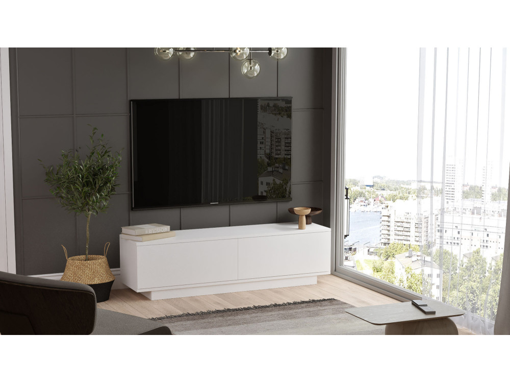 Meuble TV en bois "FN1" - 140 x 35 x 38 cm - Blanc
