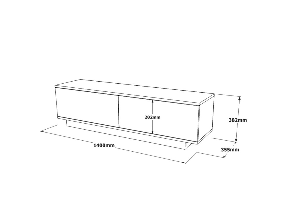 Meuble TV en bois "FN1" - 140 x 35 x 38 cm - Blanc