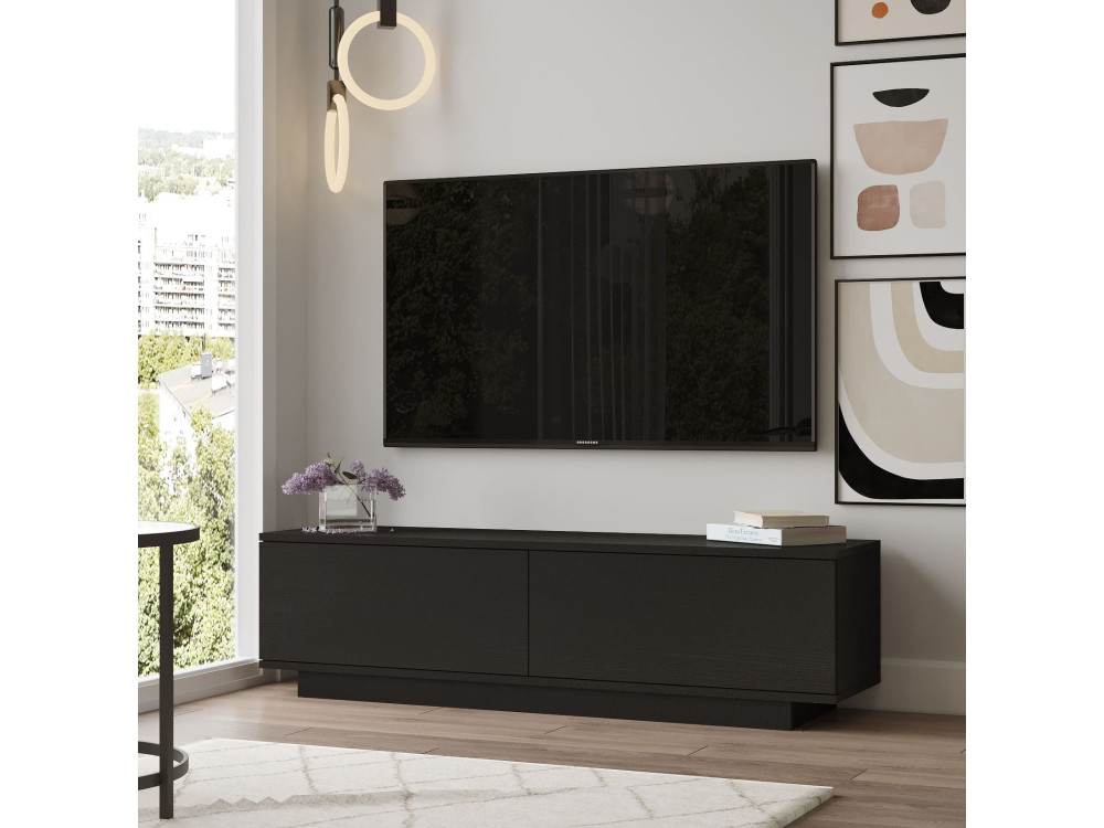 Meuble TV en bois "FN1" - 140 x 35 x 38 cm - Noir