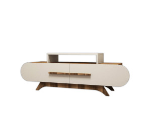 Meuble TV en bois "Rose" - 145 x 36 x 49 cm - Crème de noix