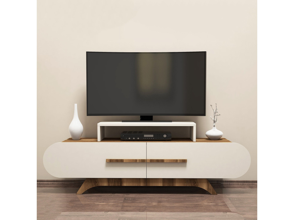 Meuble TV en bois "Rose" - 145 x 36 x 49 cm - Crème de noix
