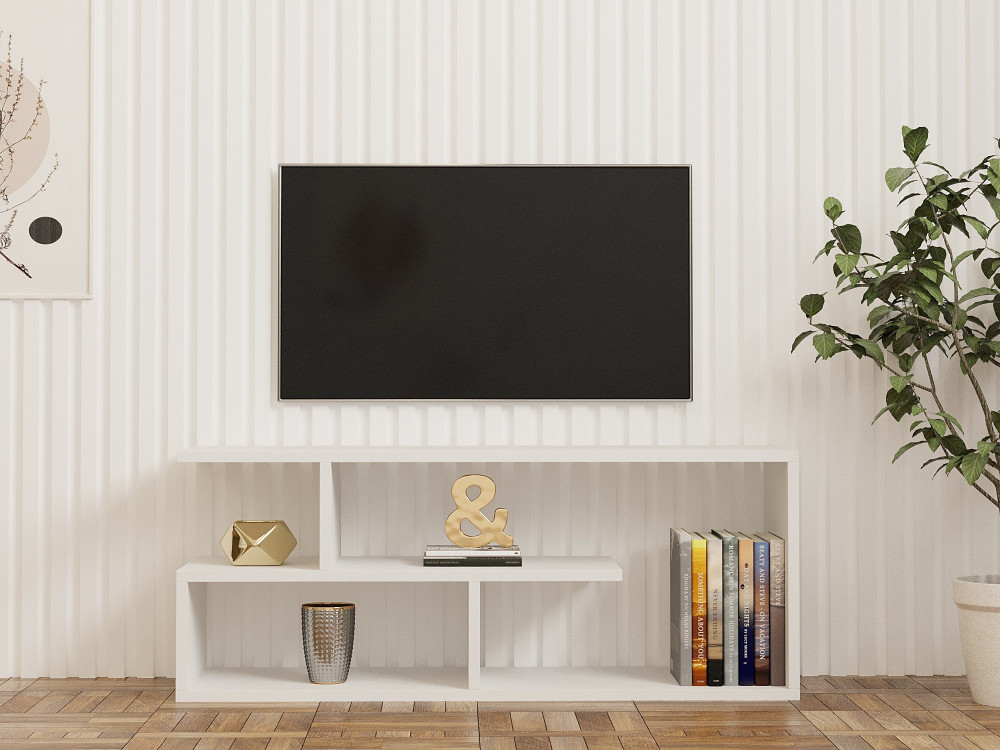 Meuble TV en bois "Cafu" - 100 x 29 x 40 cm - Blanc