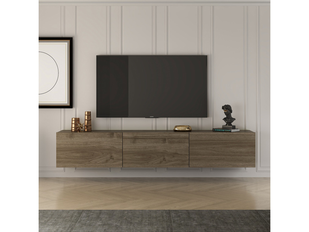 Meuble TV en bois "West" - 150 x 32 x 30 cm - Noyer