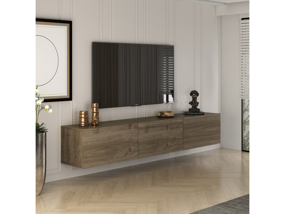 Meuble TV en bois "West" - 150 x 32 x 30 cm - Noyer