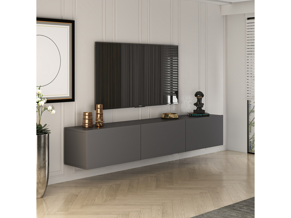 Meuble TV en bois "West" 150 x 32 x 30 cm - Anthracite