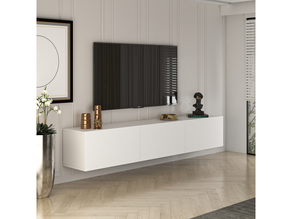 Meuble TV en bois "West" 150 x 32 x 30 cm - Blanc