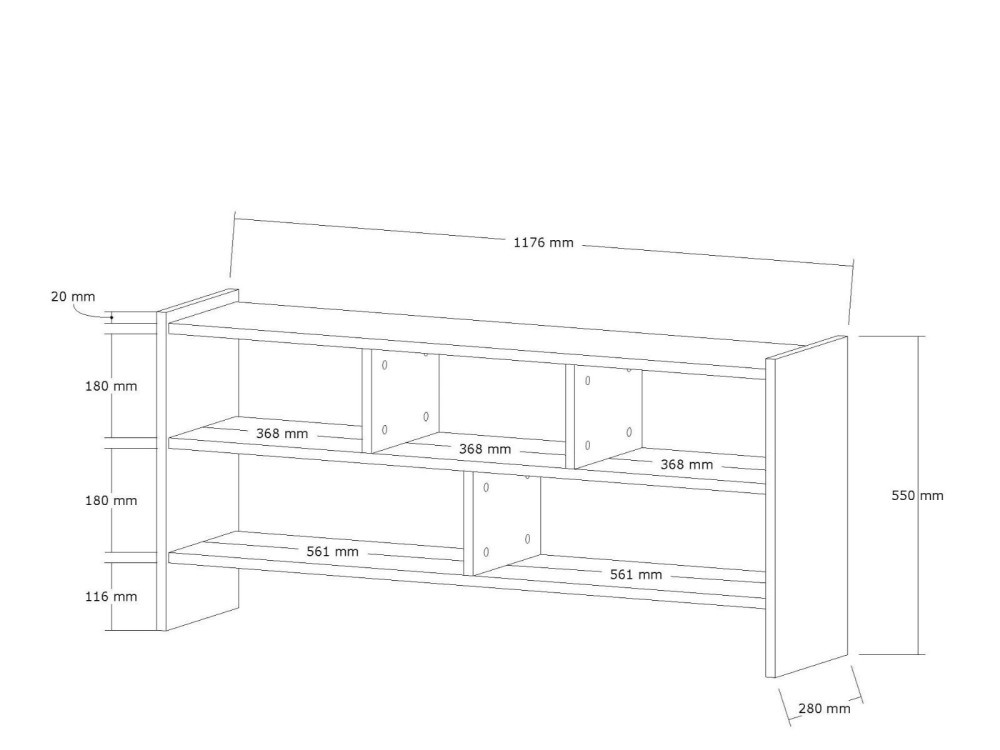 Meuble TV en bois "Pera" - 117 x 28 x 55 cm - Pin atlantique