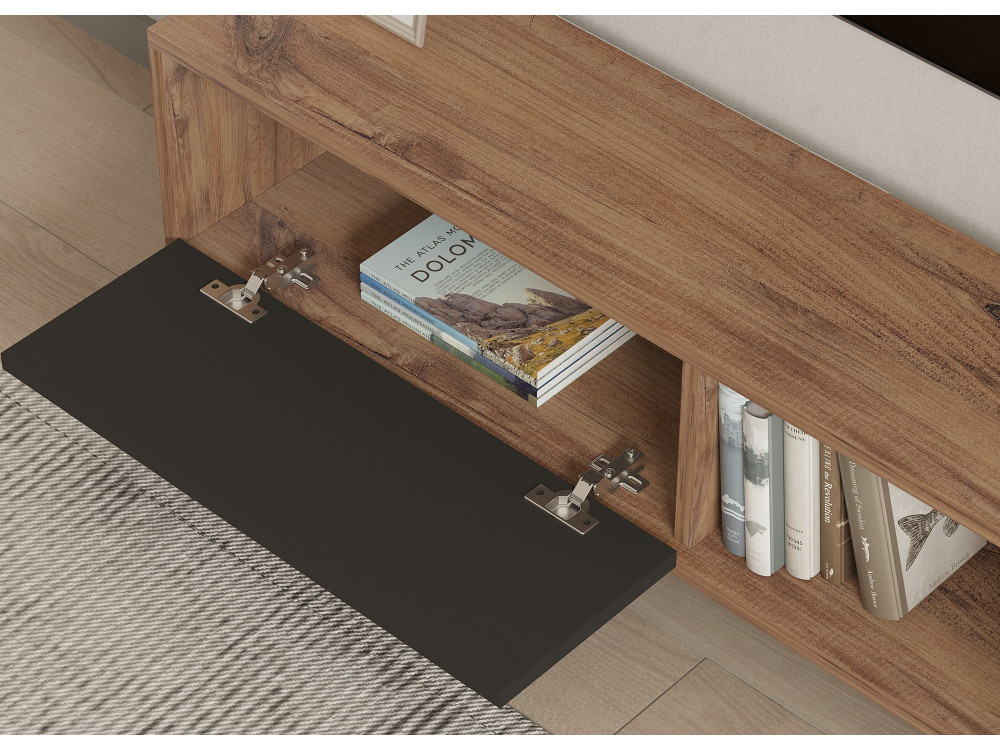 Meuble TV en bois "Ova" - 120 x 25 x 36 cm - ChêneAnthracite