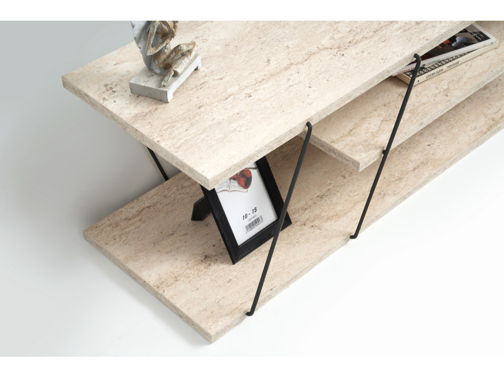 Meuble TV en bois "Canaz" - 120 x 30 x 33 cm - Beige