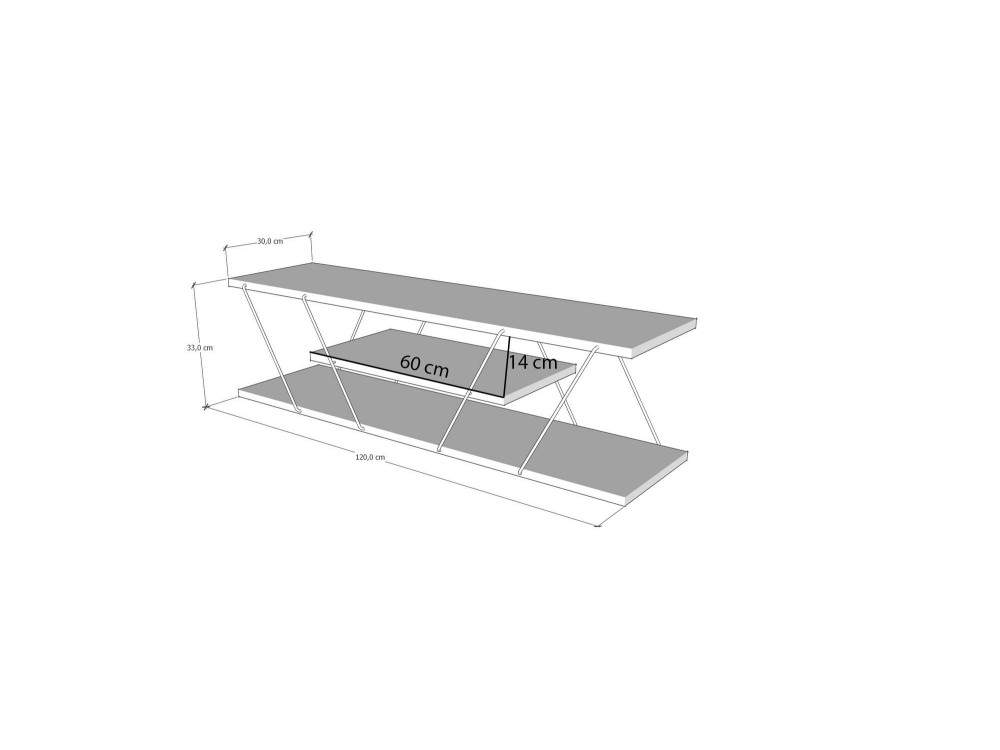 Meuble TV en bois "Canaz" - 120 x 30 x 33 cm - Beige
