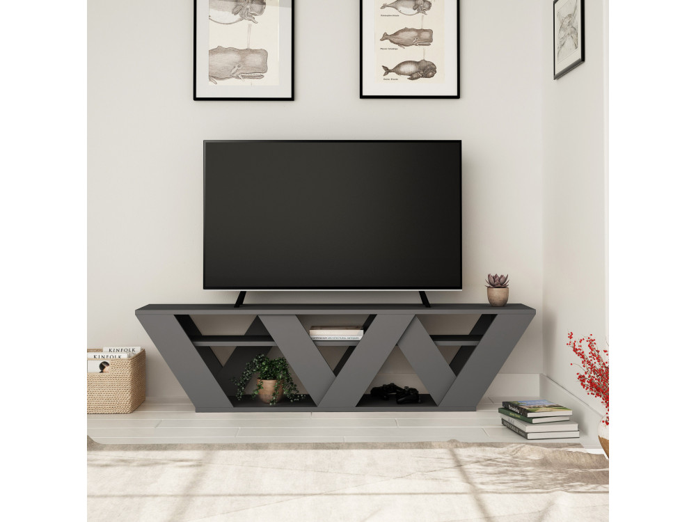 Meuble TV en bois "Ralla" - 158 x 30 x 40 cm - Anthracite