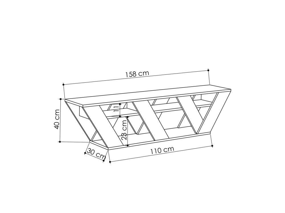 Meuble TV en bois "Ralla" - 158 x 30 x 40 cm - Anthracite