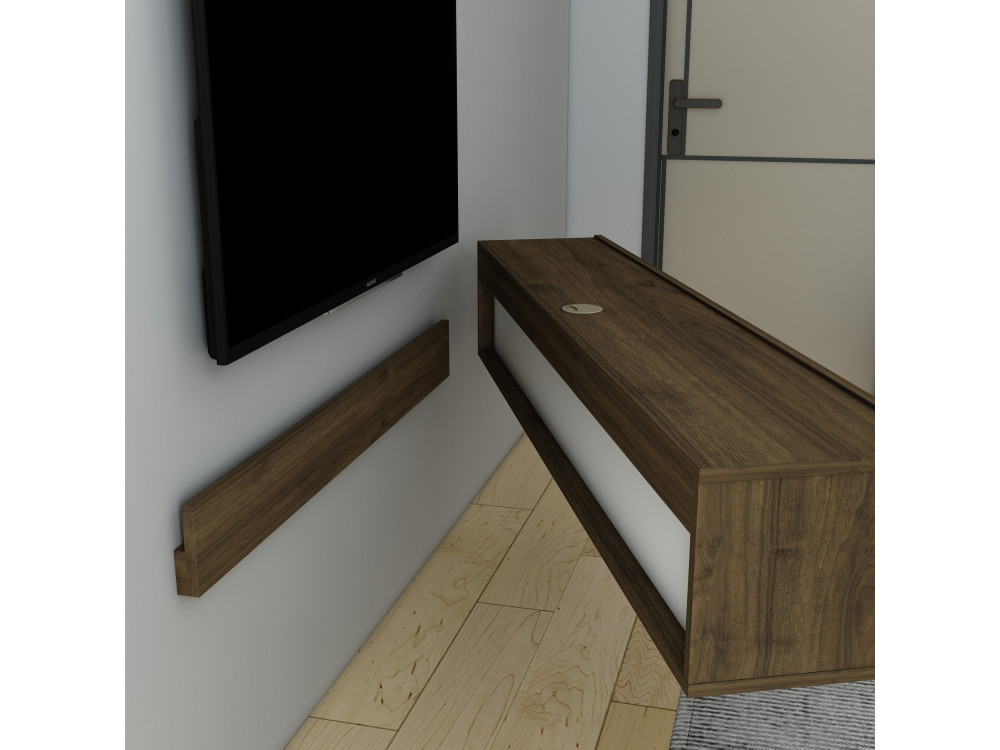 Meuble TV en bois "Denby" - 160 x 31 x 29 cm - Noyer