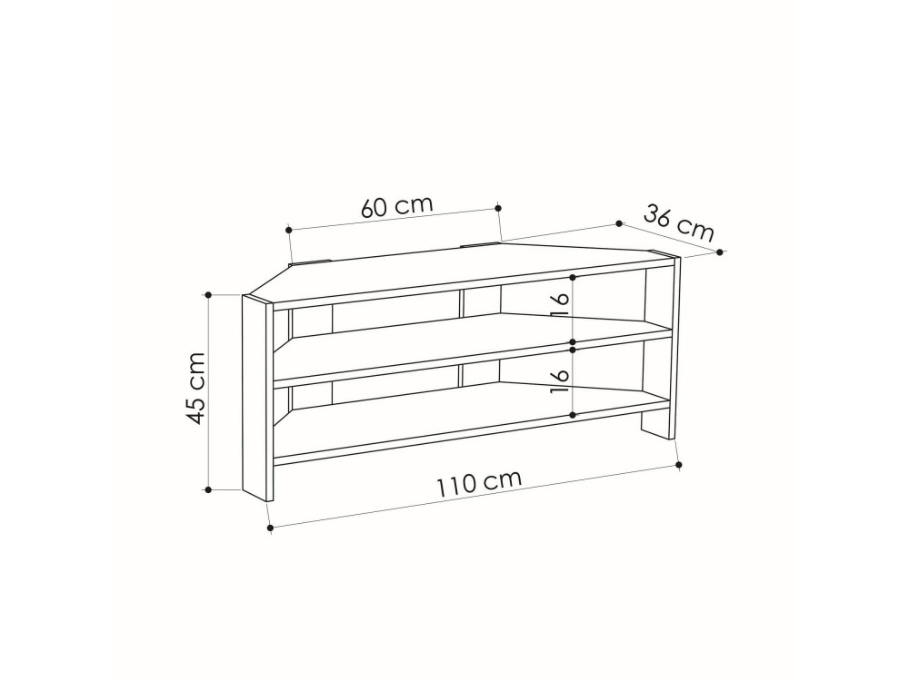 Meuble TV en bois "ThalesCorner" - 110 x 36 x 45 cm - Blanc
