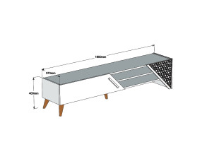 Meuble TV en bois "Beril" - 180 x 40 x 37 cm - Noyer