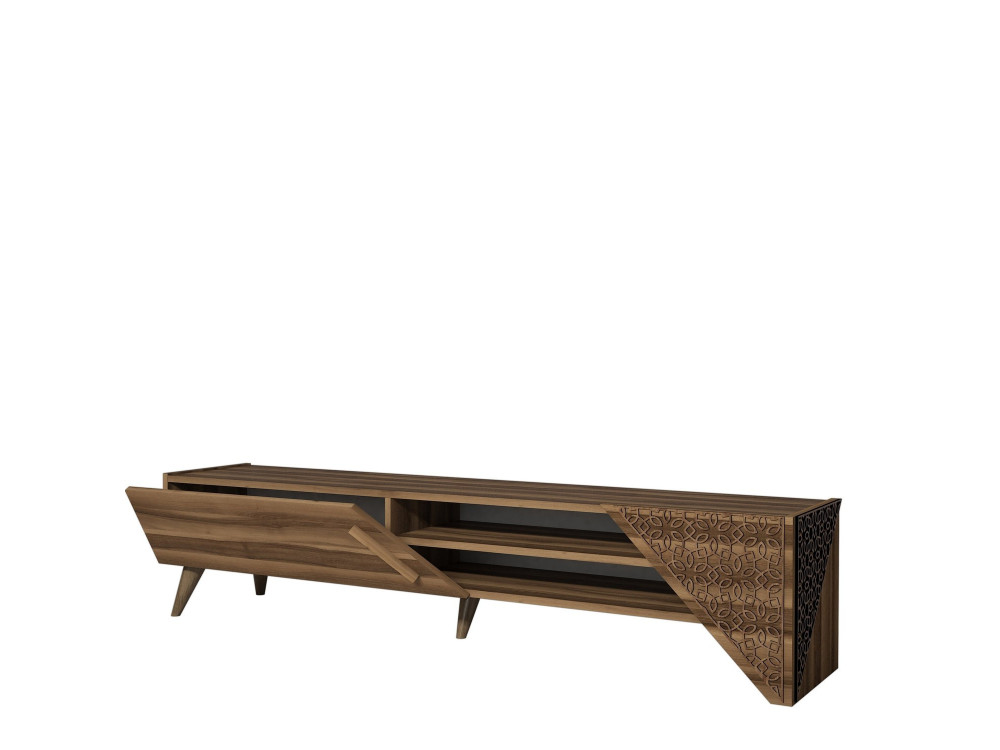 Meuble TV en bois "Beril" - 180 x 40 x 37 cm - Noyer