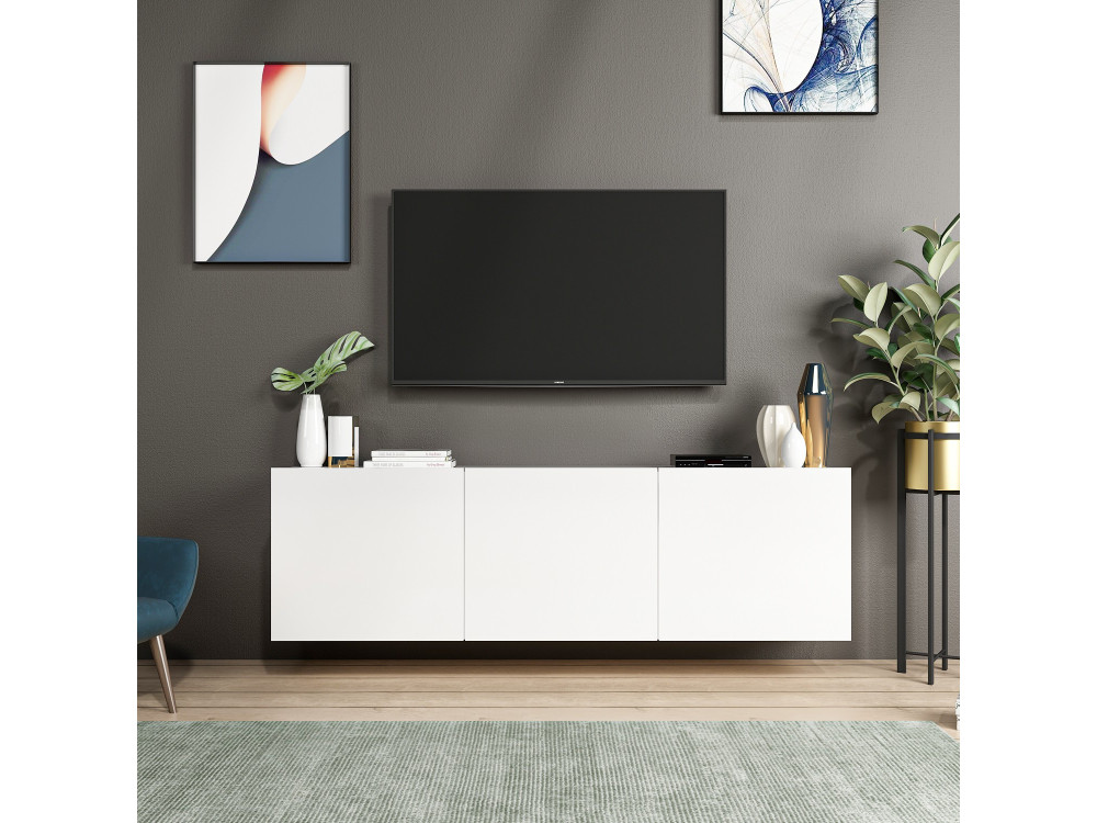 Meuble TV en bois "White" - 150 x 31 x 44 cm - Blanc