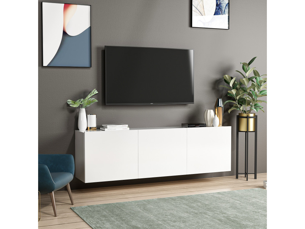 Meuble TV en bois "White" - 150 x 31 x 44 cm - Blanc