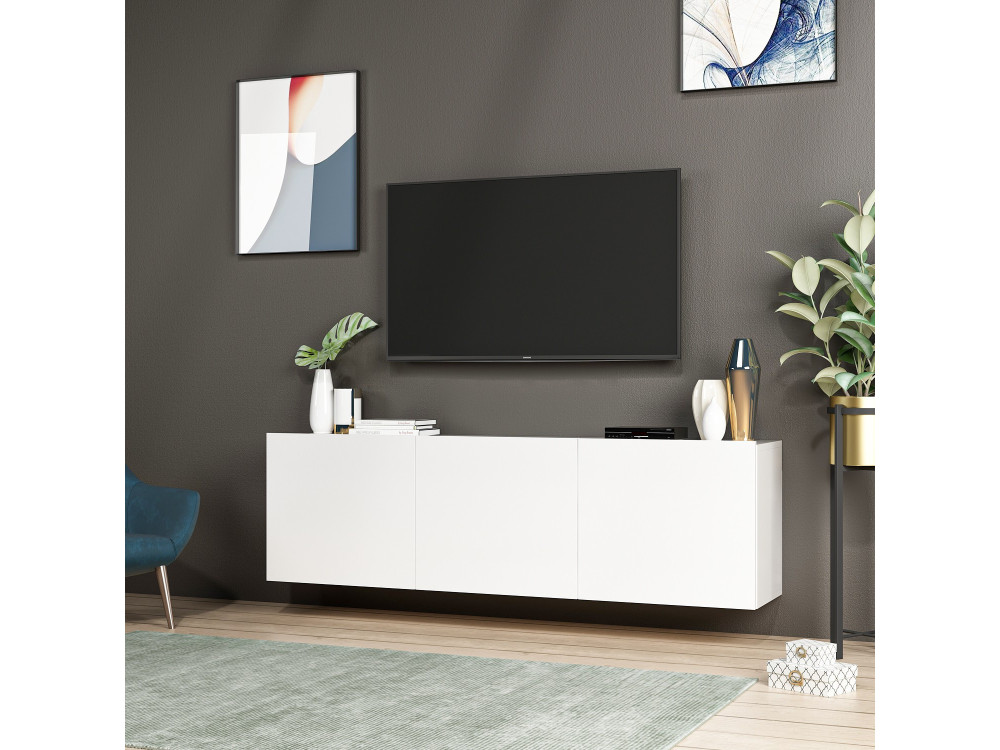Meuble TV en bois "White" - 150 x 31 x 44 cm - Blanc