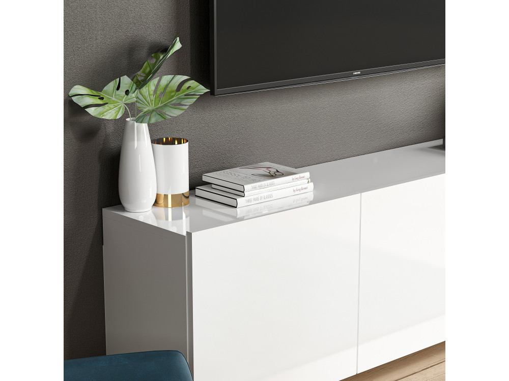 Meuble TV en bois "White" - 150 x 31 x 44 cm - Blanc