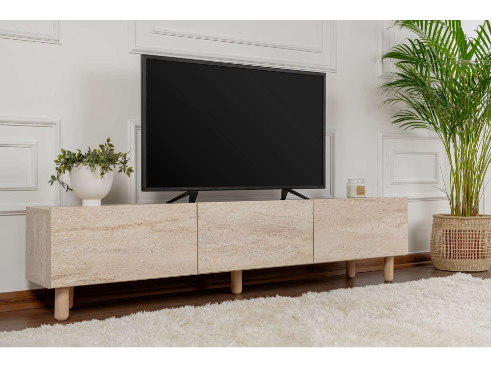 Meuble TV en bois "Alvin" - 180 x 31 x 42 cm - Beige