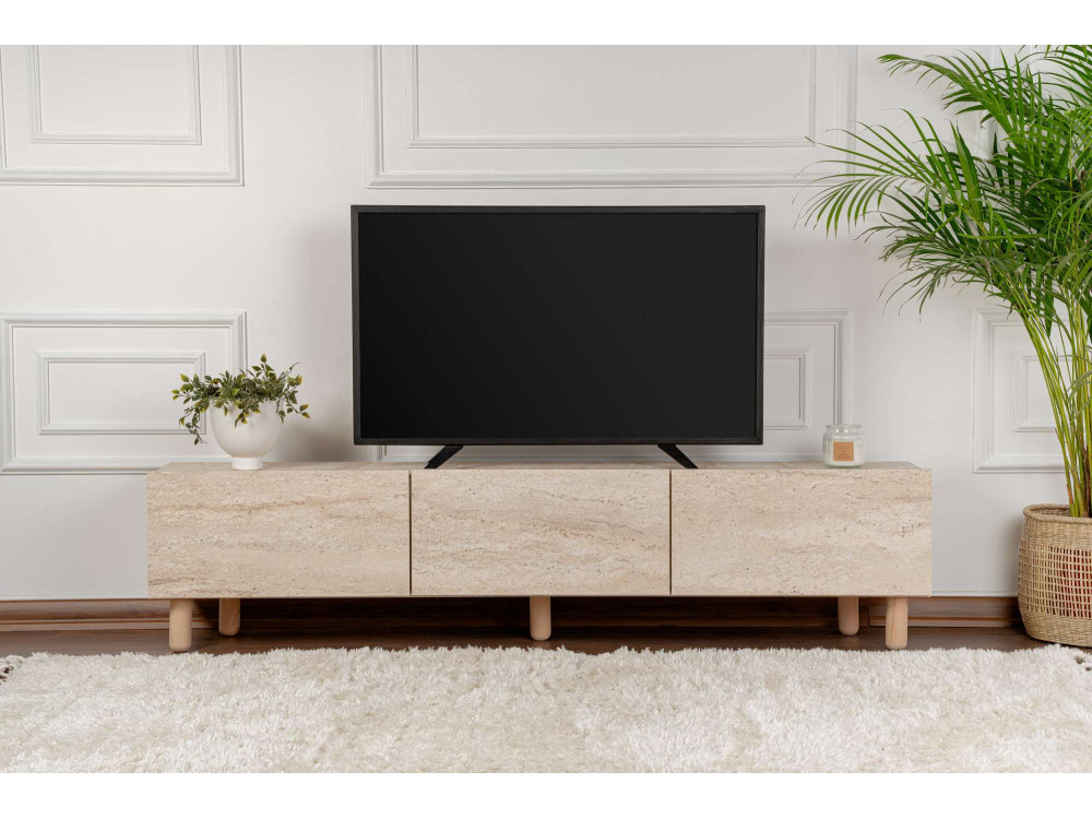 Meuble TV en bois "Alvin" - 180 x 31 x 42 cm - Beige