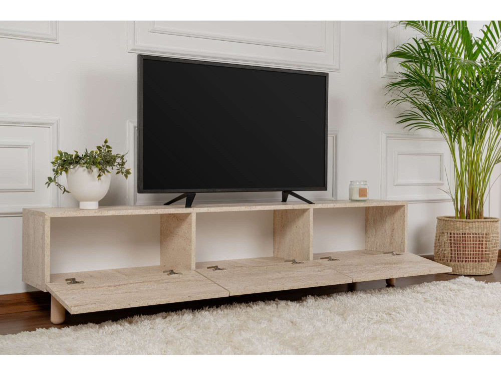 Meuble TV en bois "Alvin" - 180 x 31 x 42 cm - Beige
