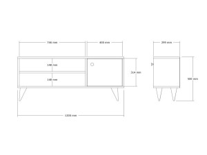Meuble TV en bois "Jena" - 120 x 29 x 50 cm - Pin Atlantique
