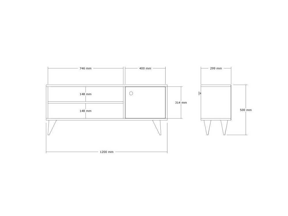 Meuble TV en bois "Jena" - 120 x 29 x 50 cm - Pin Atlantique