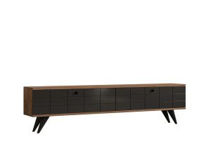 Meuble TV en bois "Alberi" - 160 x 25 x 35 cm - Gris anthracite