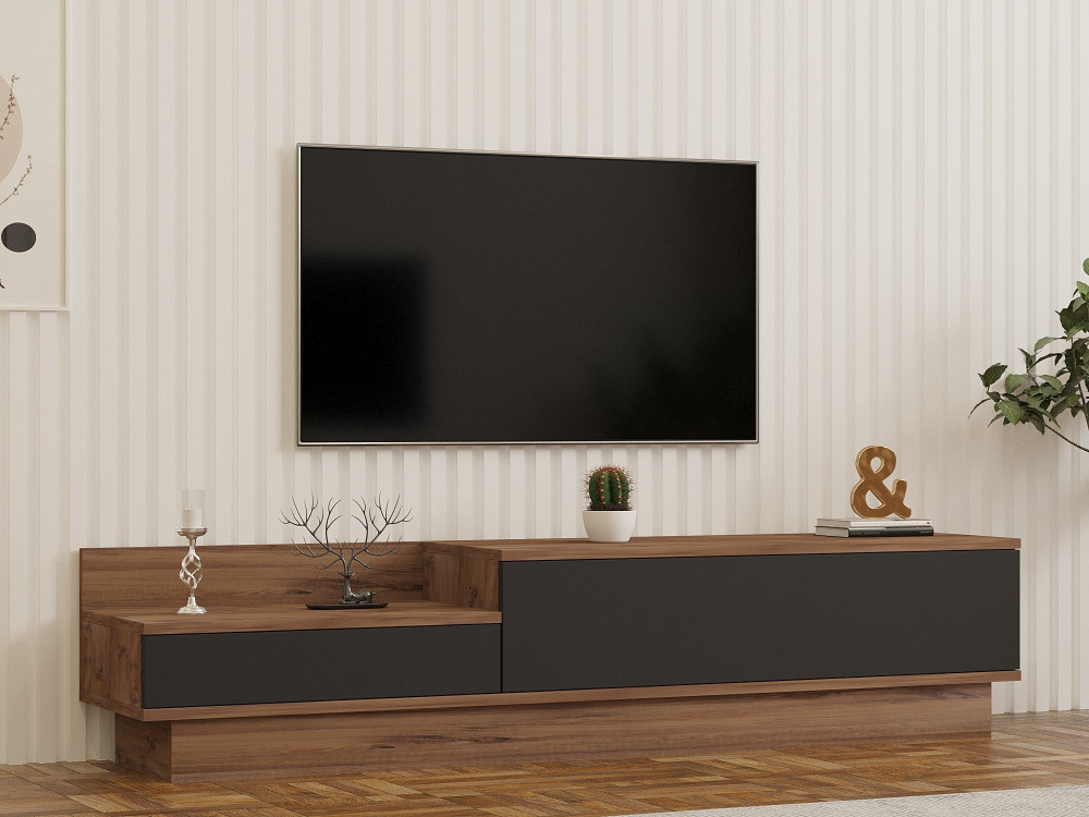Meuble TV en bois "Asir" - 160 x 35 x 35 cm - Marron