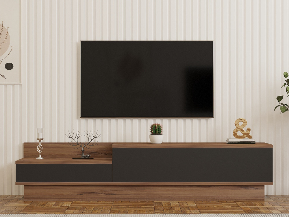 Meuble TV en bois "Asir" - 160 x 35 x 35 cm - Marron