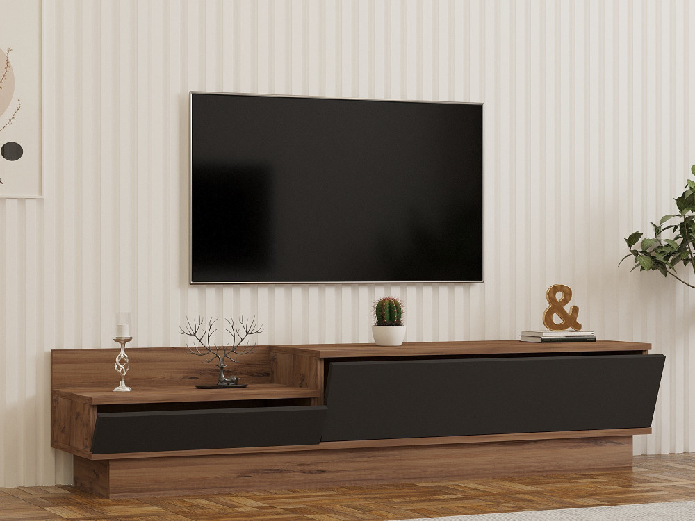 Meuble TV en bois "Asir" - 160 x 35 x 35 cm - Marron
