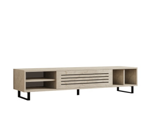 Meuble TV en bois "Safir" - 160 x 40 x 35 cm - Travertin