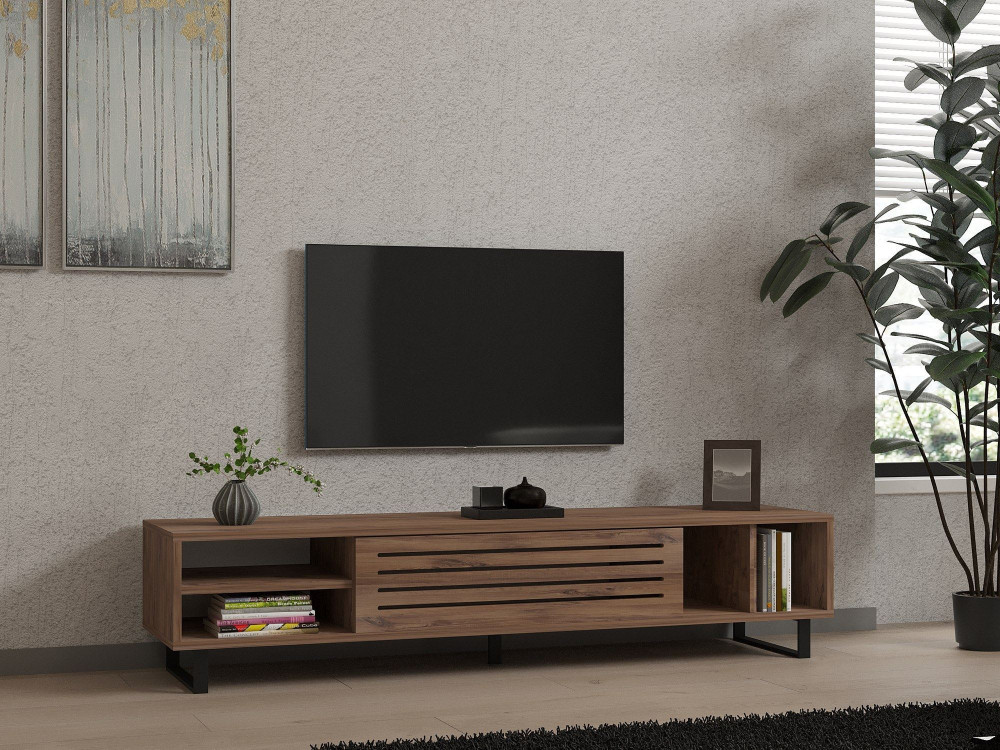 Meuble TV en bois "Safir" 160 x 40 x 35 cm - Pin atlantique