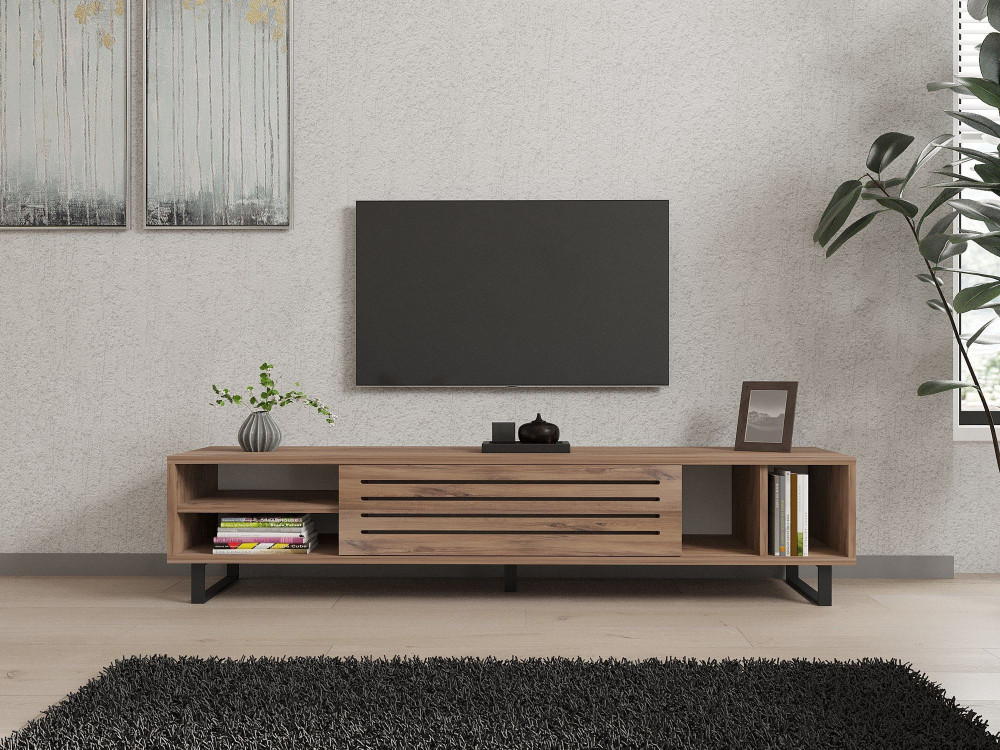 Meuble TV en bois "Safir" 160 x 40 x 35 cm - Pin atlantique