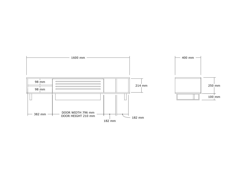 Meuble TV en bois "Safir" 160 x 40 x 35 cm - Saphir