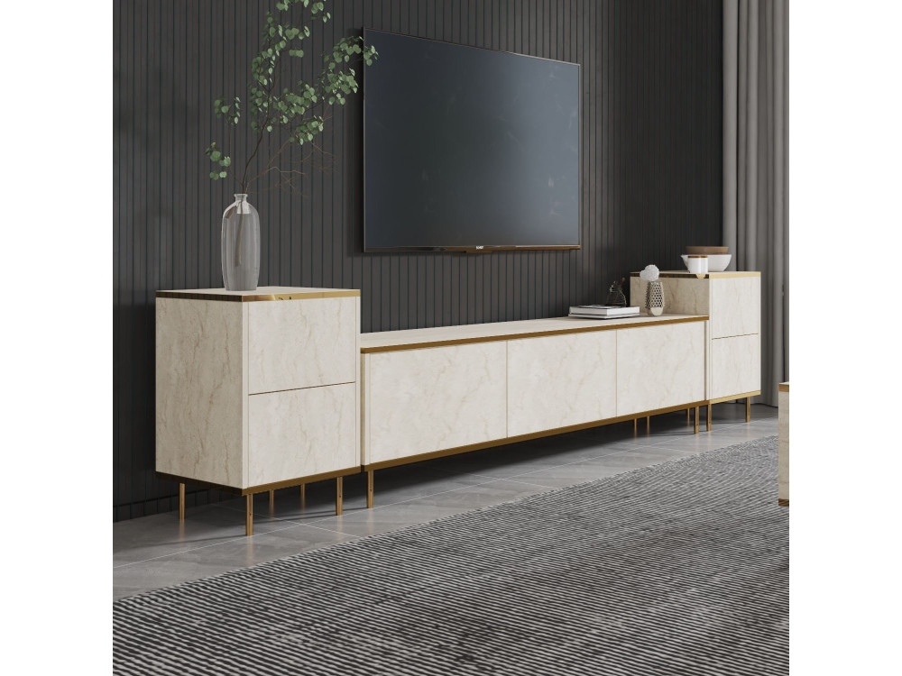 Meuble TV en bois "Imaj" - 260 x 35 x 60 cm - TravertinOr