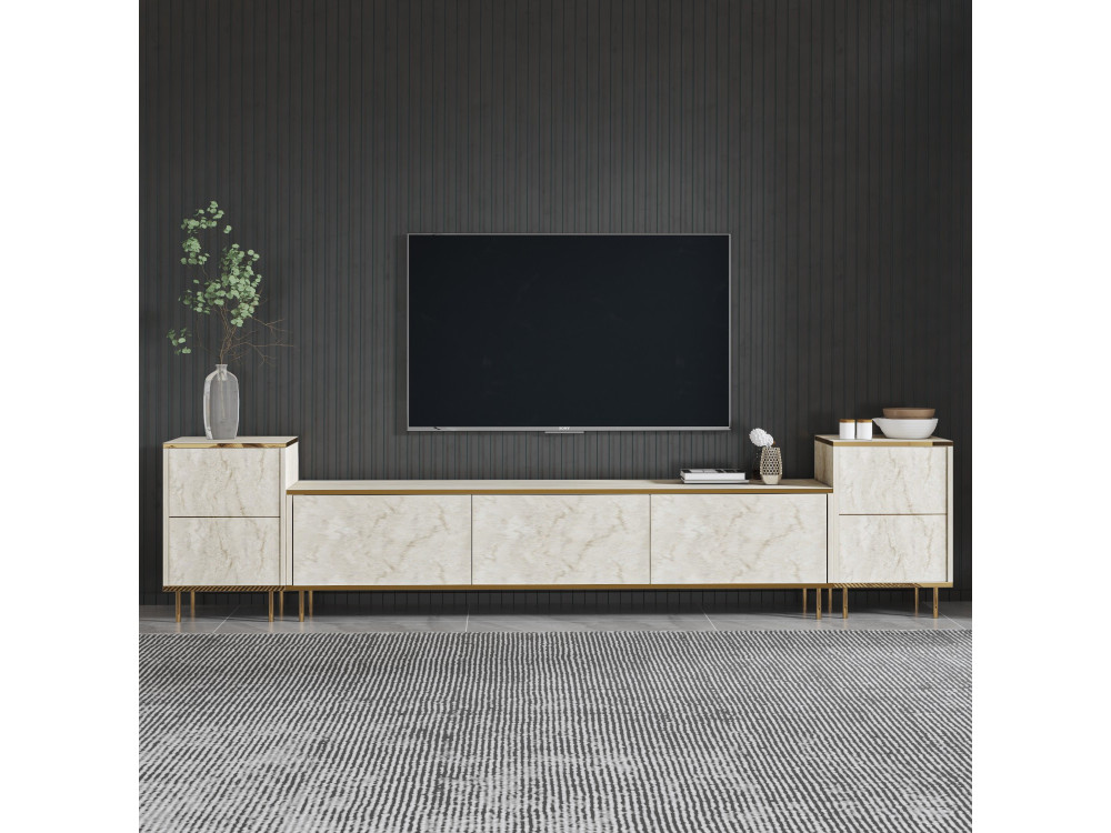Meuble TV en bois "Imaj" - 260 x 35 x 60 cm - TravertinOr